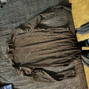 Nine West Black Velvet Striped Bodysuit